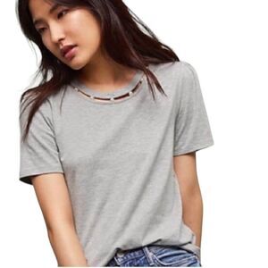 ANTHRO POSTMARK Pearl Cutout Gray Knit Top
